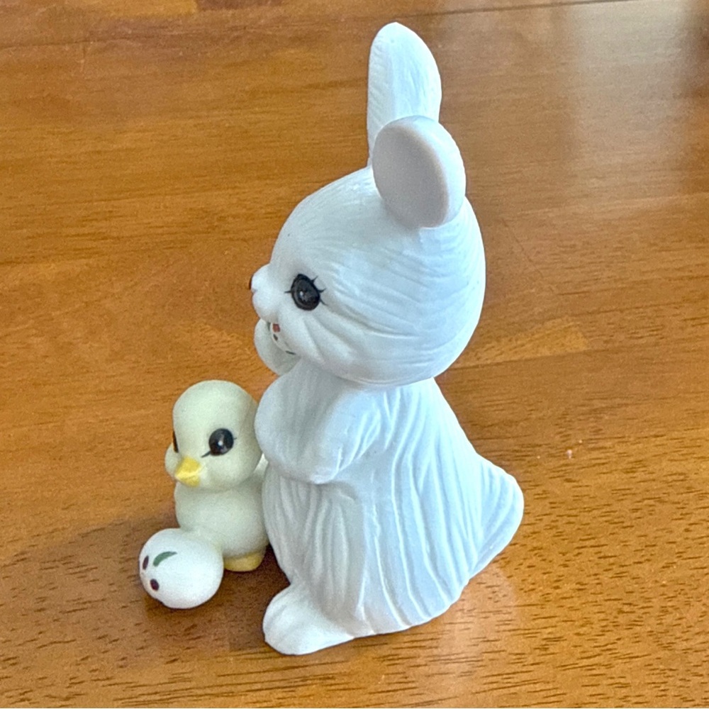 Vintage Easter Bunny Chick Figurine Made in Taiwan Spring Cottage Whimsy Decor - Picture 3 of 9